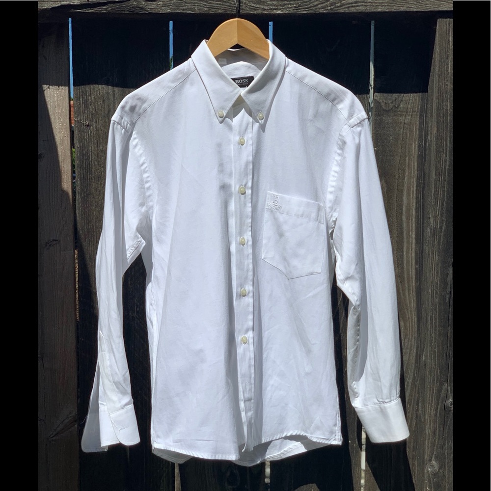 Hugo Boss Button Up Shirt Mens Wte Long Sleeve LG